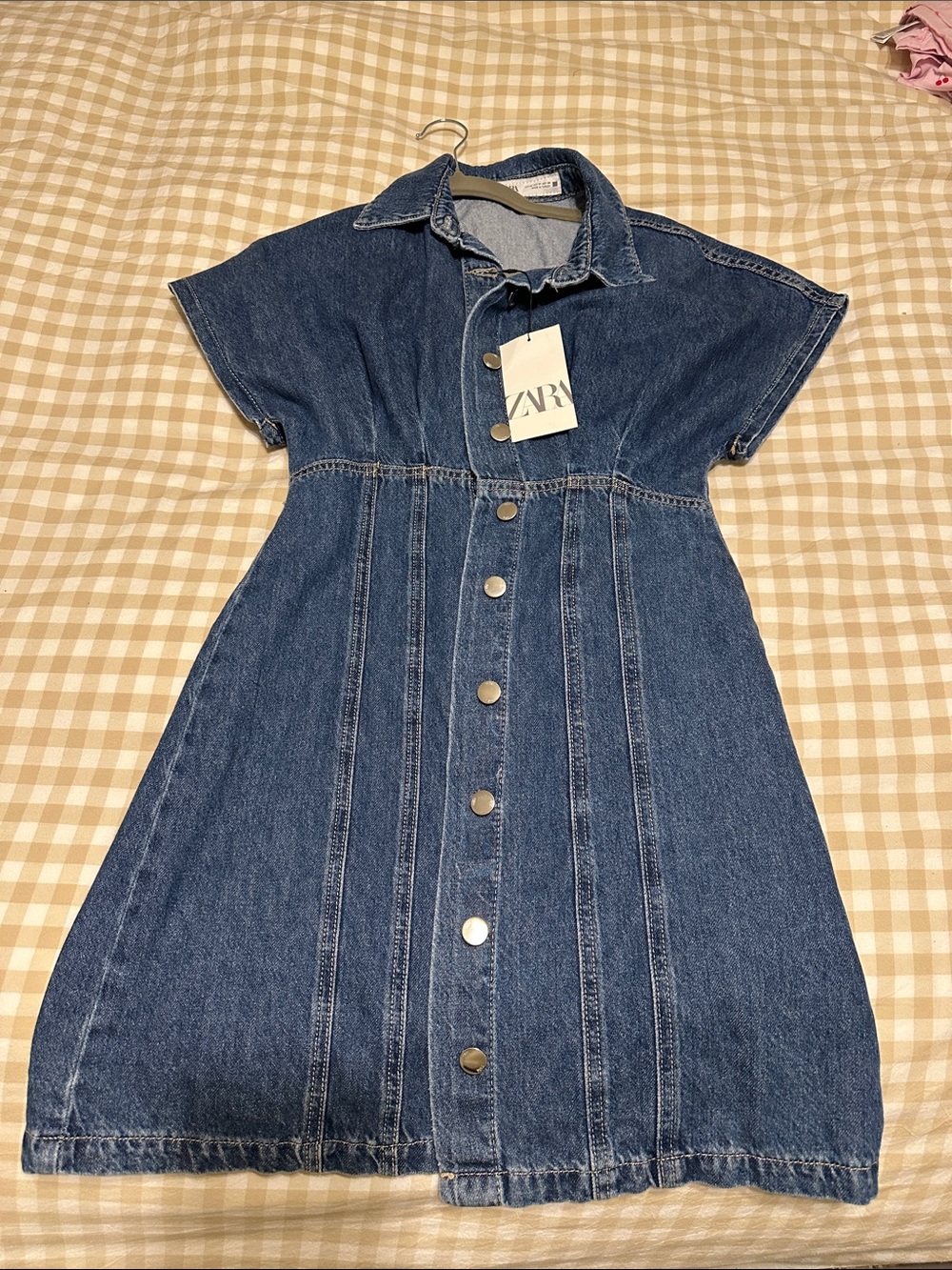 ZARA Indigo Denim Button-Front Shirt Dress